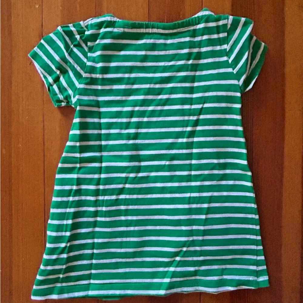 Mini Boden Green Striped Appliqué Tunic Top, Cat In Hippy Van Bus, EUC Size 3-4Y - Picture 3 of 5